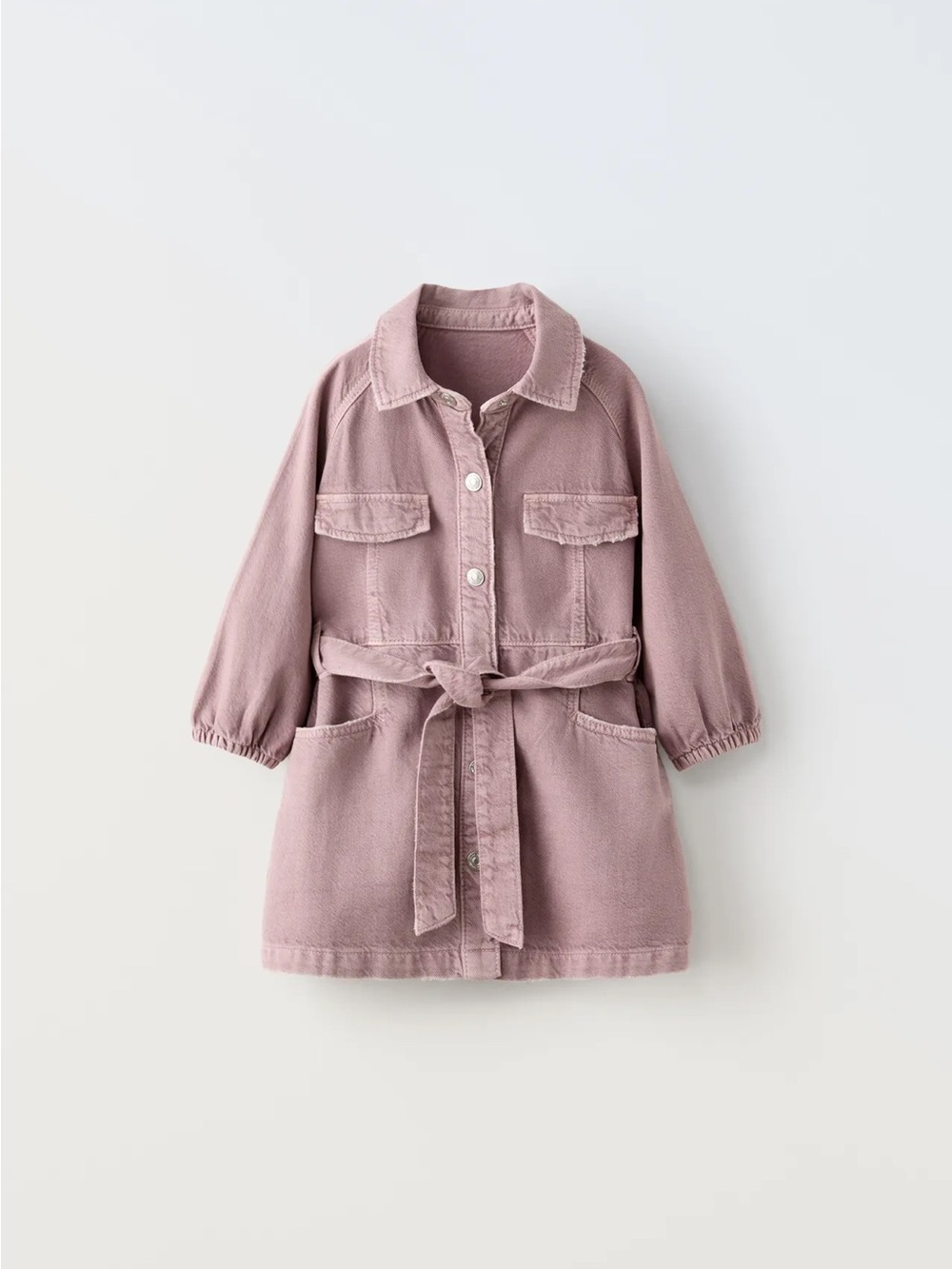 Zara Pink Button-Front Belted 3T Dress NWT